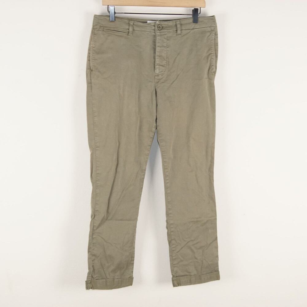 Current Elliot Captain Cuffed Khaki Ankle Chino Green Pants Womens Sz 30